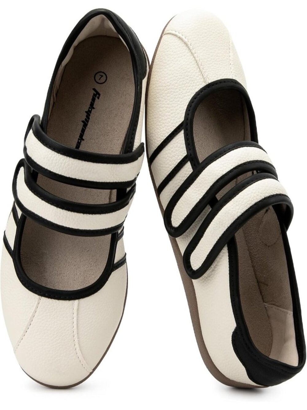 🆕Women's Beige Mary Jane Sneakers Fashion Ballet Flat Tennis Shoes Casual